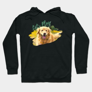 Wildflowers and Golden Retriever Impressionist Art Print Hoodie